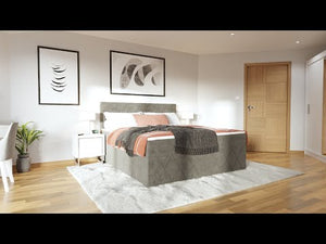 Čalouněná postel Madelyn 180x200, stříbrná,vč. matrace a topperu