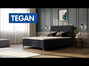 Čalouněná postel Tegan 140x200, šedá, vč. matrace a topperu