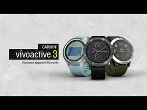 Chytré hodinky Garmin VivoActive 3 Optic Silver, bílý řemínek