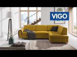 Rohová sedačka rozkládací Vigo pravý roh ÚP žlutá