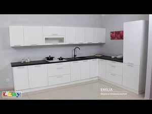 Kuchyně Emilia - 300 cm (bílá vysoký lesk/černá)
