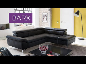 Kožená sedačka rozkládací Barx pravý roh černá