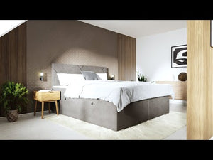 Čalouněná postel Fatima 120x200, šedá, vč. matrace a topperu