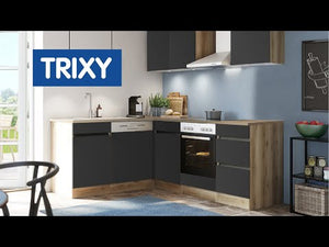 Rohová kuchyně Trixy antracit levý roh 230x170 cm
