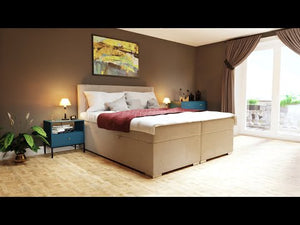 Čalouněná postel Sharon 120x200, béžová, vč. matrace a topperu