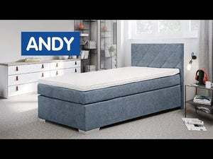 Válenda boxspring Andy 90x200, šedá, včetně matrace a topperu
