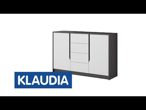 Komoda Klaudia (4x zásuvka, 2x dveře, grafit, bílá)