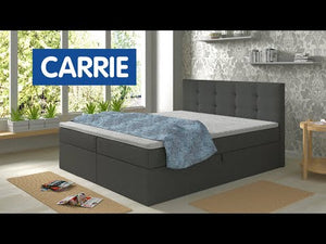 Čalouněná postel Carrie 180x200, béžová, vč. matrace a topperu