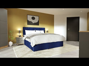 Čalouněná postel Kaya 120x200, modrá, vč. matrace a topperu