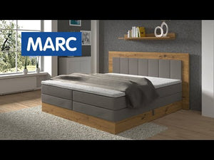 Postel Boxspring Marc 180x200, šedá,dub vč. matrace a topperu