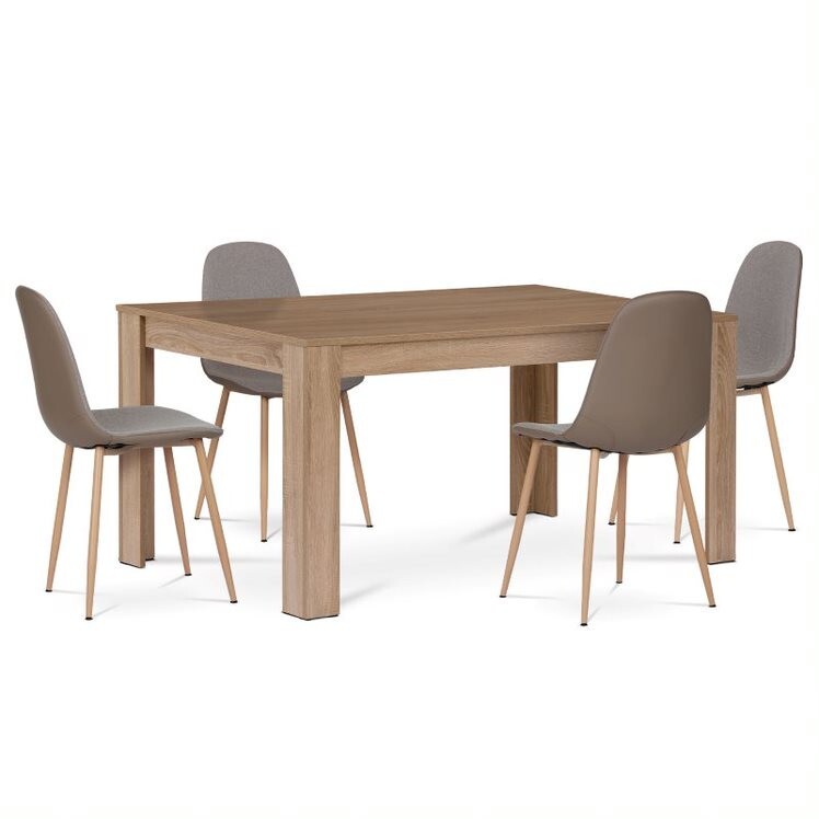 Jídelní set Carlton - stůl, 4x židle (dub sonoma, cappuccino)