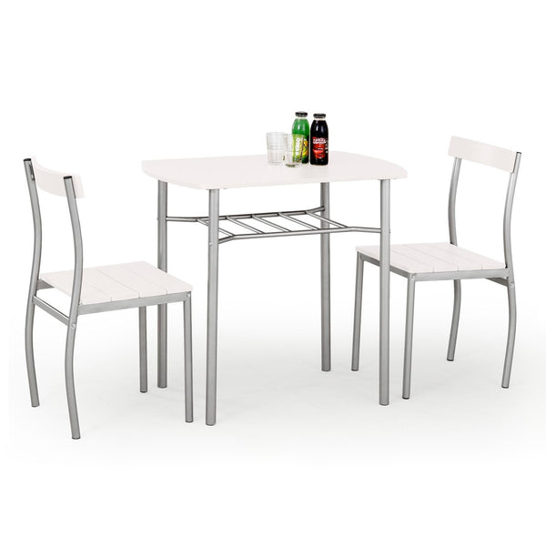 Levně Jídelní set Marslo - 2x židle, 1x stůl (bílá)