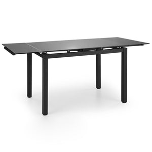 Jídelní set Rama - 4x židle, stůl rozkládací (černá, šedá)