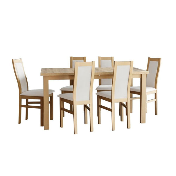 Levně Agáta - Set 6x židle, 1x stůl + rozklad (sonoma/madryt 120)