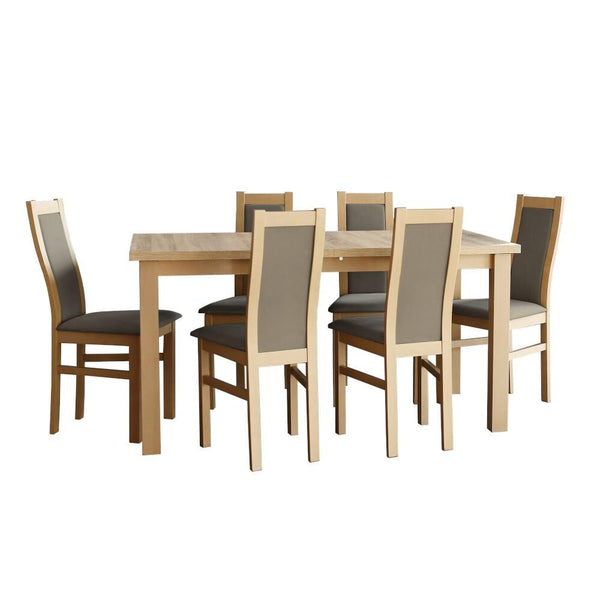 Levně Agáta - Set 6x židle, 1x stůl + rozklad (sonoma/madryt 126)