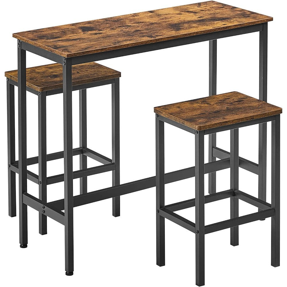 Barový set Paige - stůl, 2x židle (hnědá)