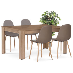Jídelní set Carlton - stůl, 4x židle (dub sonoma, cappuccino)