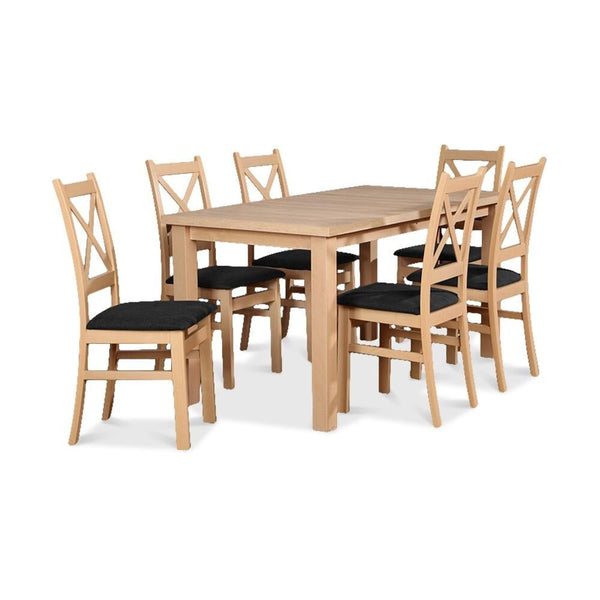Levně Jídelní set Kasper - 6x židle, stůl rozkládací(dub sonoma,černá)