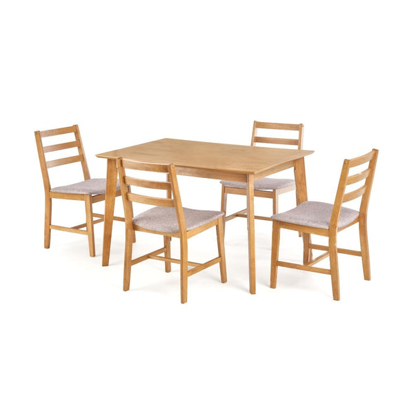 Levně Jídelní set Korden - 4x židle, 1x stůl (dub, šedá)
