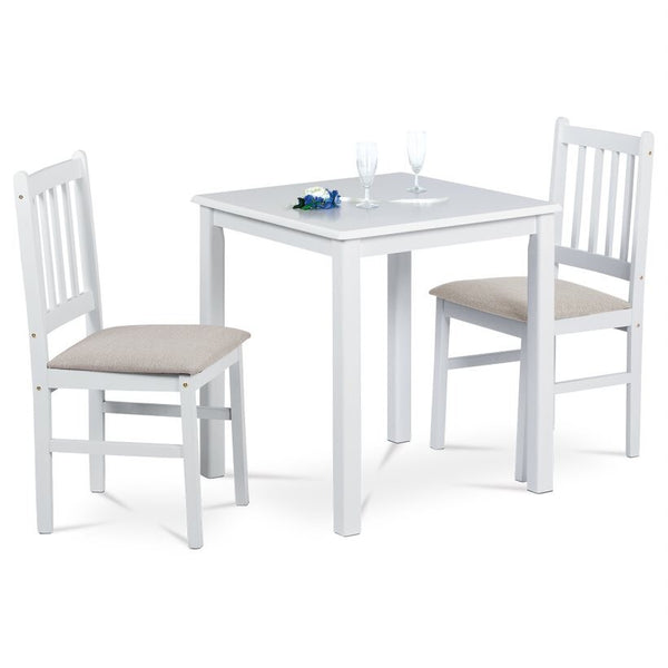 Levně Jídelní set Nathan - stůl, 2x židle (bílá mat, lak)