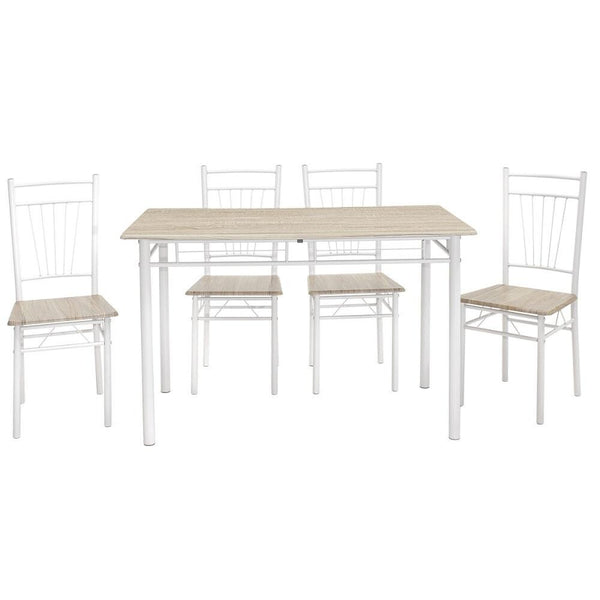Levně Jídelní set Raul - 4x židle, 1x stůl (dřevo, bílá)