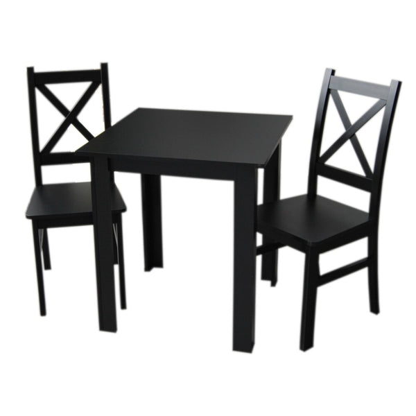 Levně Jídelní set Timmy II - 2x židle, 1x stůl (černá)