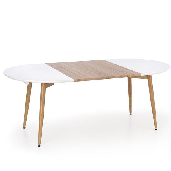 Levně Jídelní stůl Cilar rozkládací 160-200x76x90 cm (bílá, dub)