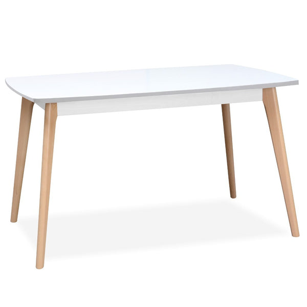 Levně Jídelní stůl Endever 130x76x85 cm (bílá, buk)