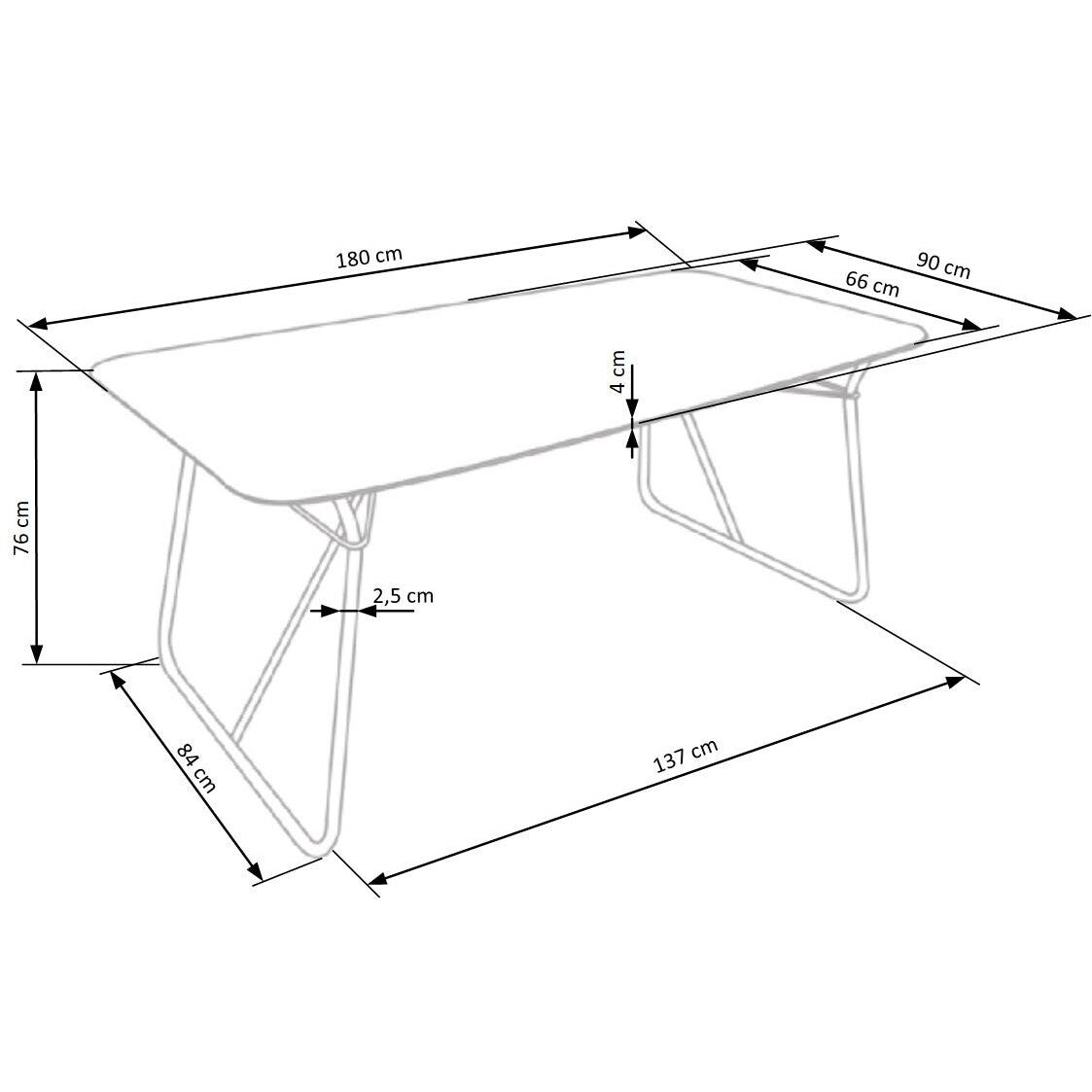 Jídelní stůl Houston - 180x90x76 cm (ořech/černá)