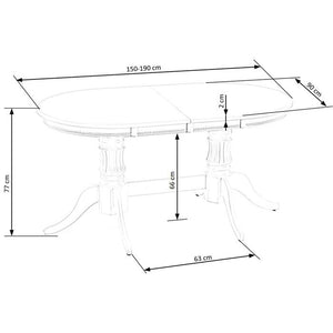 Jídelní stůl Joso rozkládací 150-190x77x90 cm (bílá)