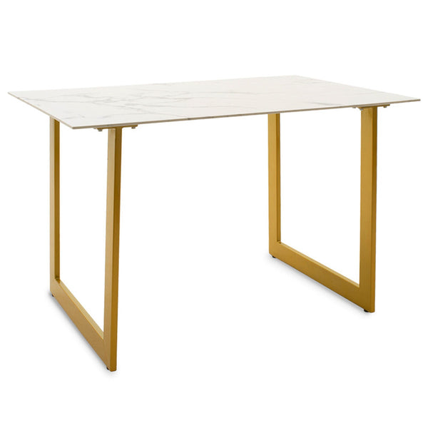 Levně Jídelní stůl Praxos 120x75x80 cm (bílá, zlatá)