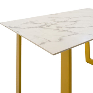 Jídelní stůl Praxos 120x75x80 cm (bílá, zlatá)