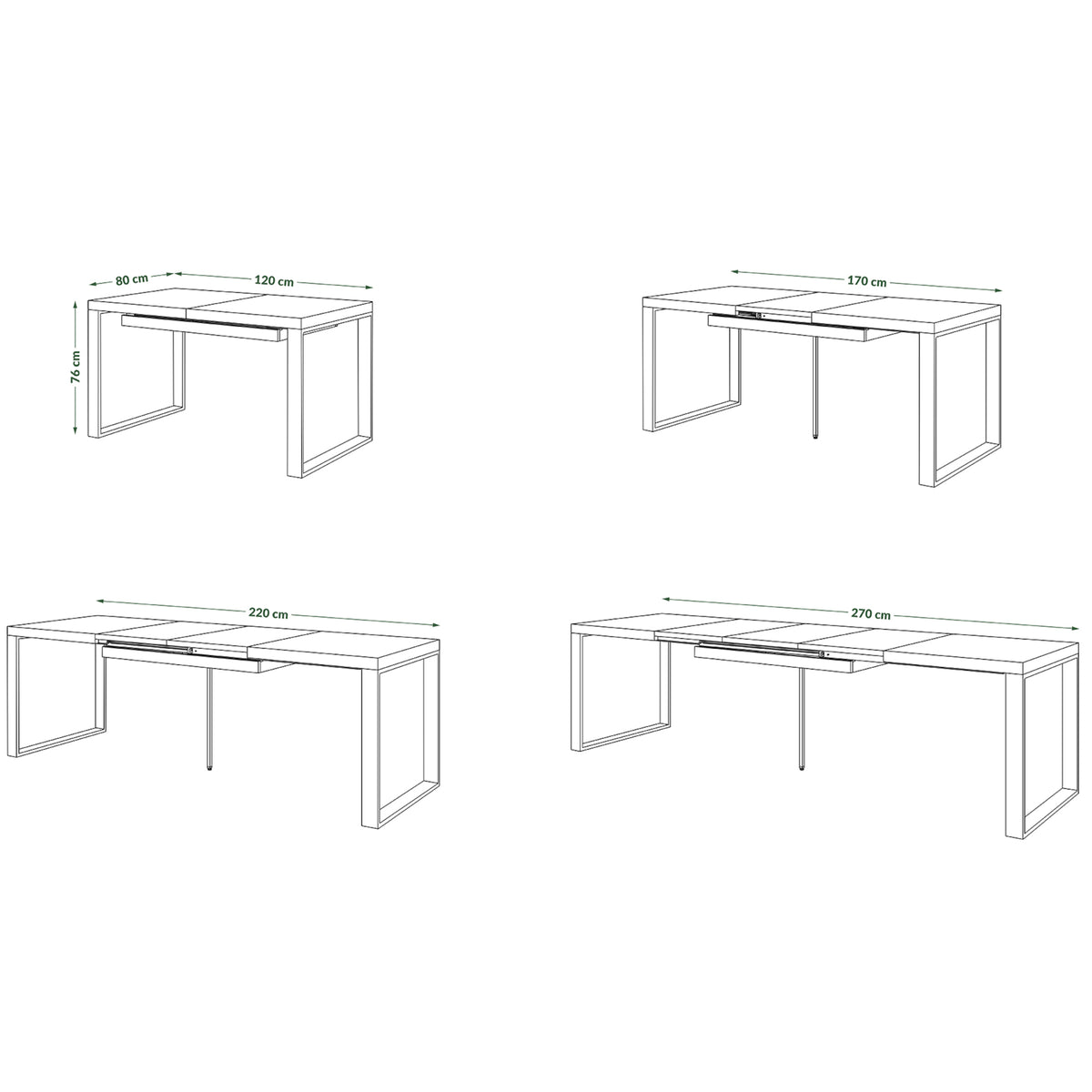 Jídelní stůl rozkládací Asali 120-270x76x80 cm (bílá)