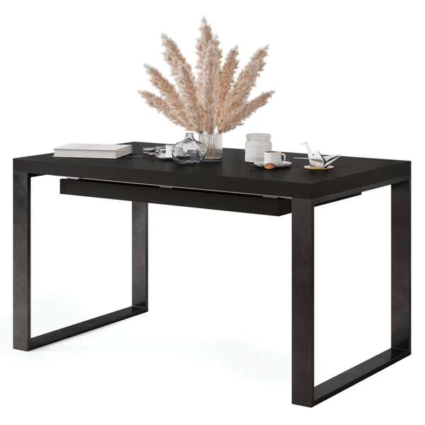 Levně Jídelní stůl rozkládací Asali 120-270x76x80 cm (černá)