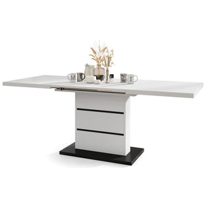 Jídelní stůl rozkládací Ryan 120-200x76x80 cm (bílá, černá)