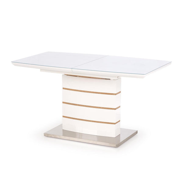 Levně Jídelní stůl Ticondo rozkládací 140-180x76x80 cm (bílá, dub)