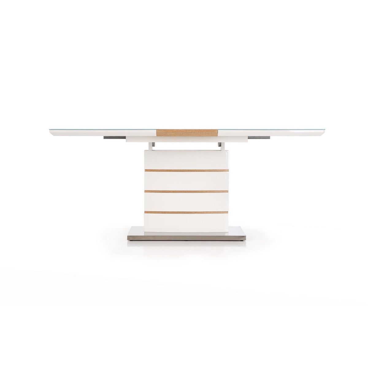 Jídelní stůl Ticondo rozkládací 140-180x76x80 cm (bílá, dub)