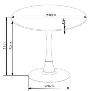 Jídelní stůl Vitali 90x72x90 cm (bílý mramor, černá)