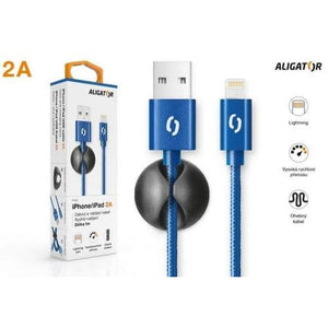 Kabel Aligator Lightning na USB, 2A, 1m, modrá