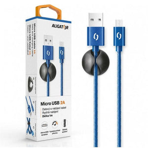 Kabel Aligator Micro USB na USB, 2A, 1m, modrá