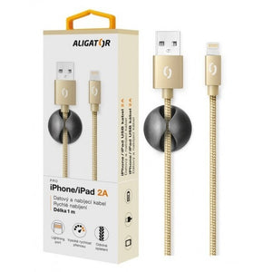 Kabel Aligator Premium Lightning na USB 2A, zlatá