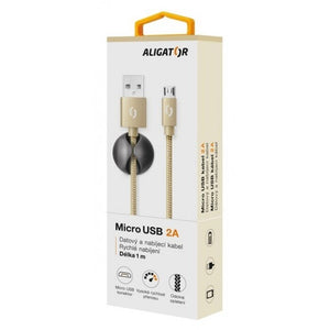 Kabel Aligator Premium Micro USB na USB 2A, zlatá