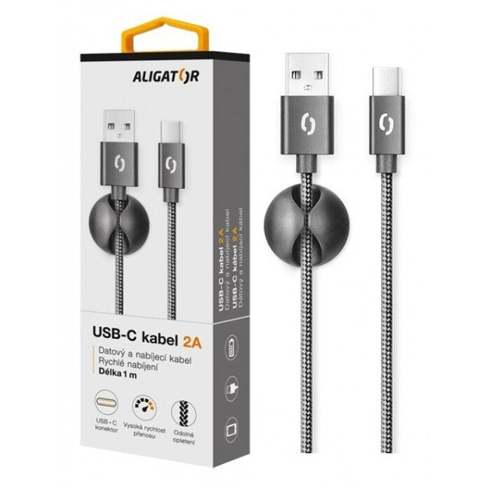 Kabel Aligator Premium USB Typ C na USB 2A, černá