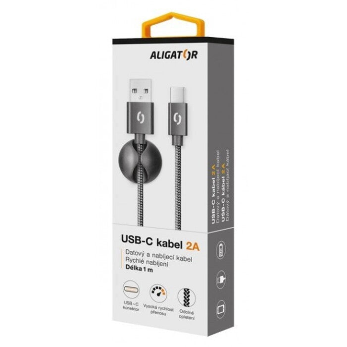 Kabel Aligator Premium USB Typ C na USB 2A, černá