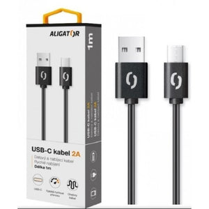 Kabel Aligator USB Typ C na USB, 2A, 2m, černá