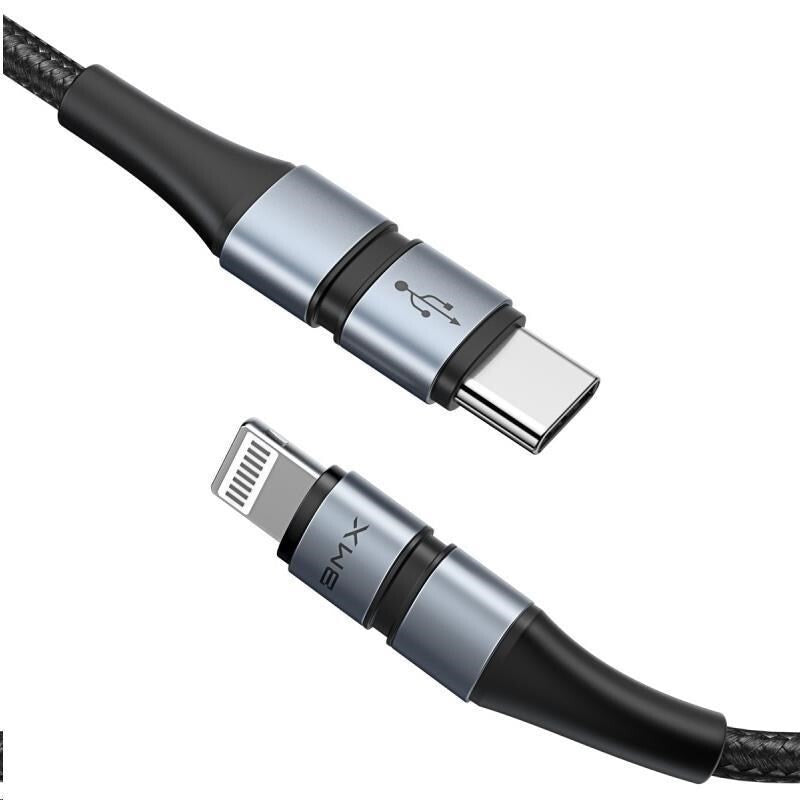 Kabel Baseus, BMXUSB-C na Lightning, 18W, 1,8m, šedá/černá