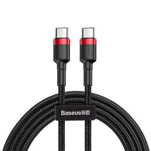 Kabel Baseus, Cafule, USB-C na USB-C, 60W, 2m, červerná/černá