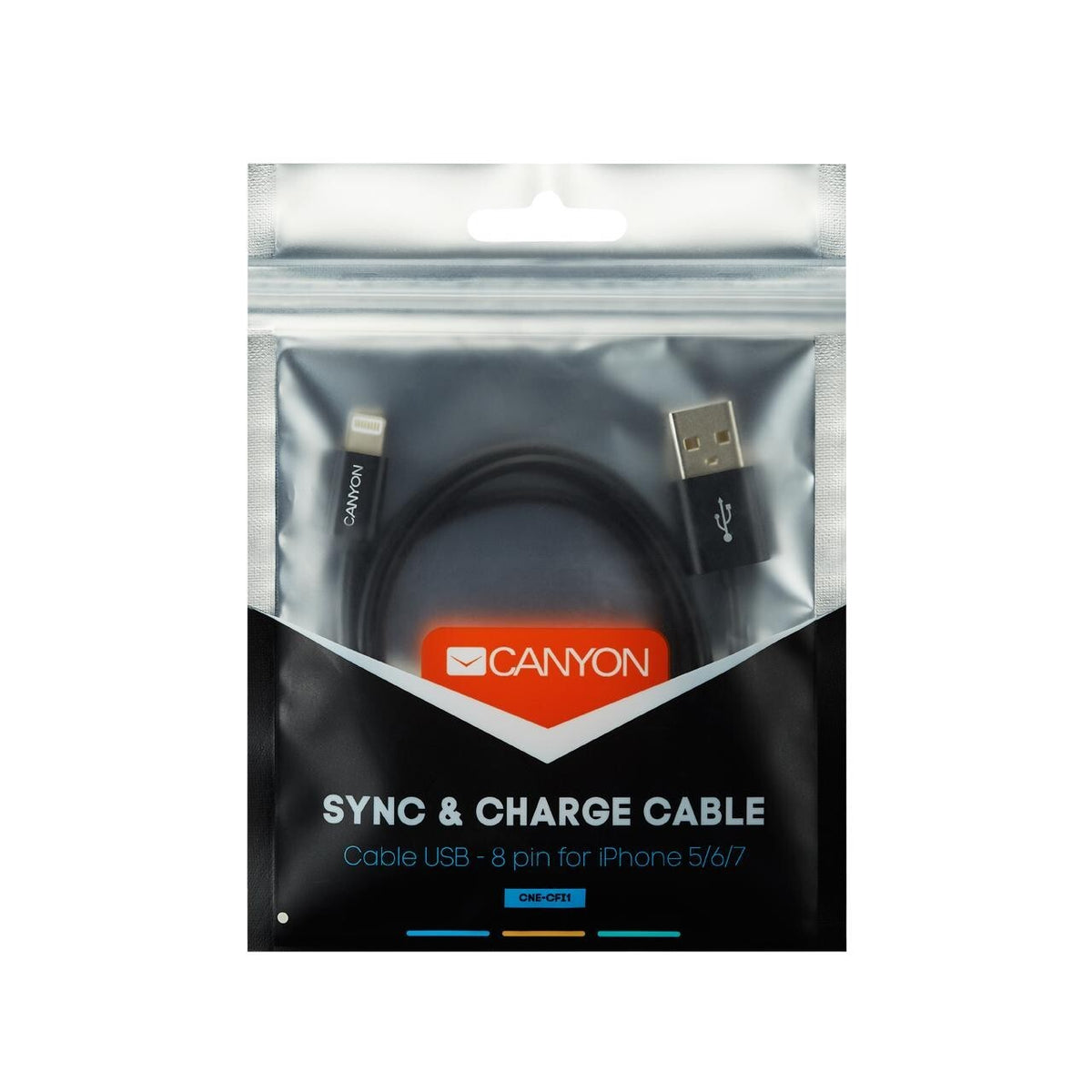 Kabel Canyon Lightning na USB, 1m, černá