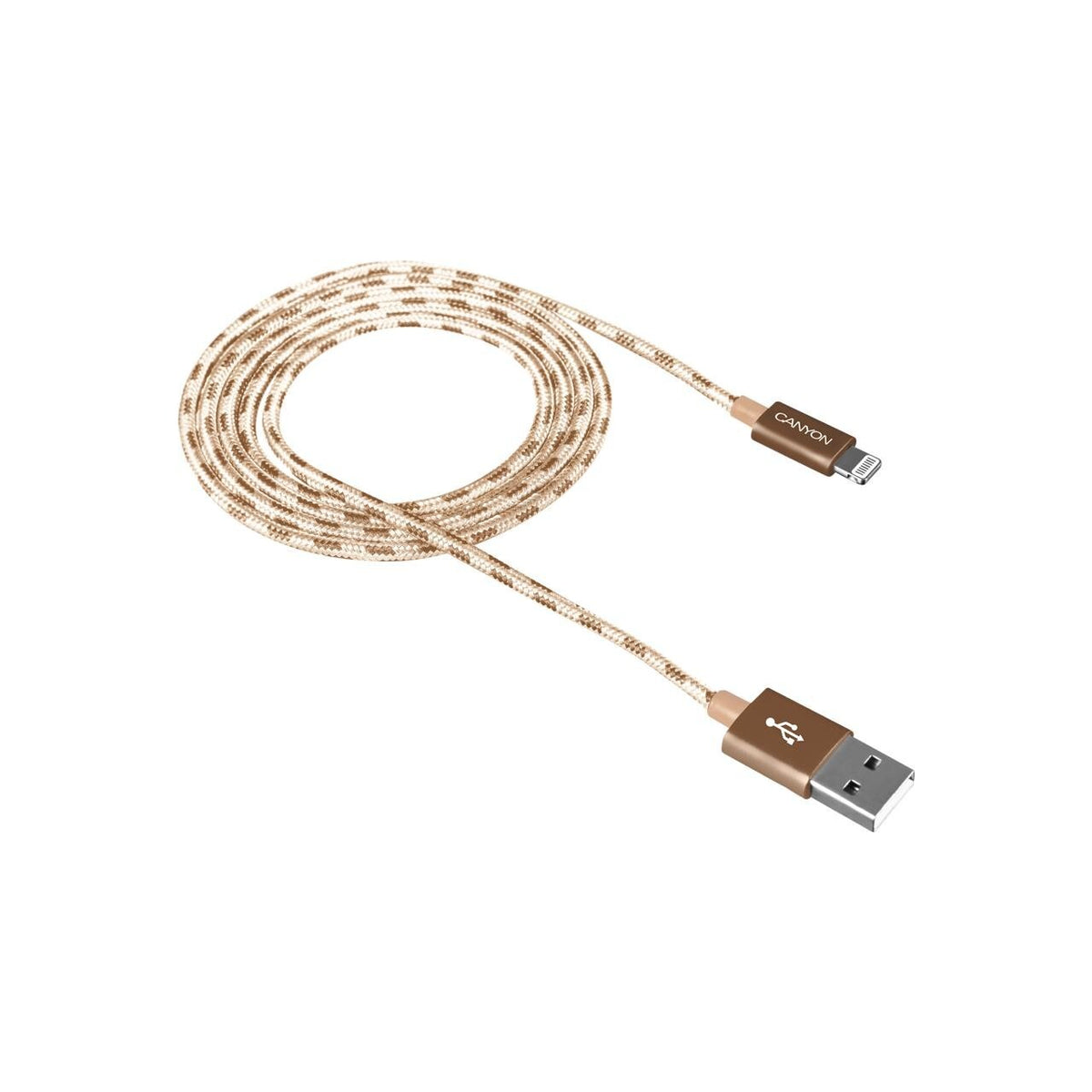 Kabel Canyon Lightning na USB, 1m, pletený, zlatá
