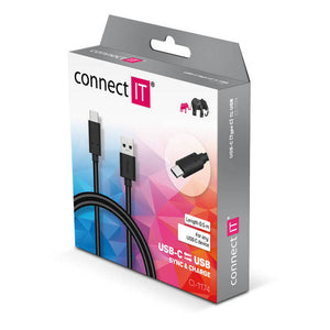 Kabel Connect IT USB Typ C na USB 3.1 3A, 1m, černá
